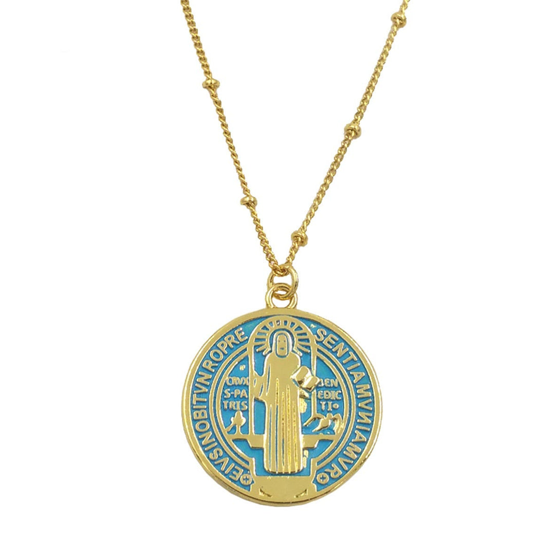 Refined Style St. Benedict Gold Plated Brass Pendant Necklace - image 6