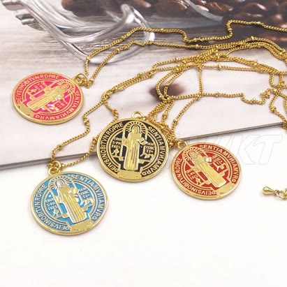 Refined Style St. Benedict Gold Plated Brass Pendant Necklace - image 9