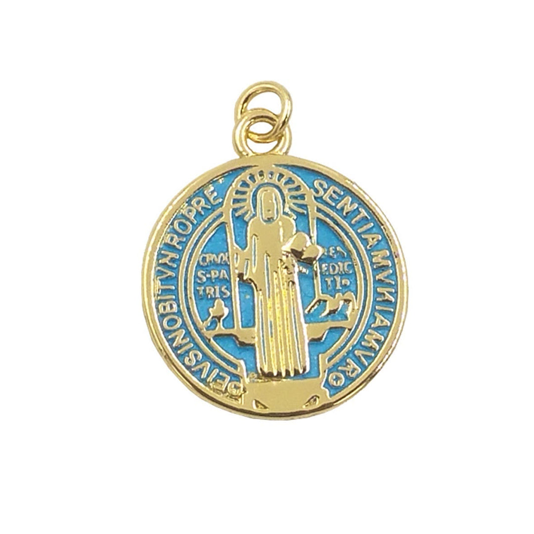 Refined Style St. Benedict Gold Plated Brass Pendant Necklace - Blue - image 5
