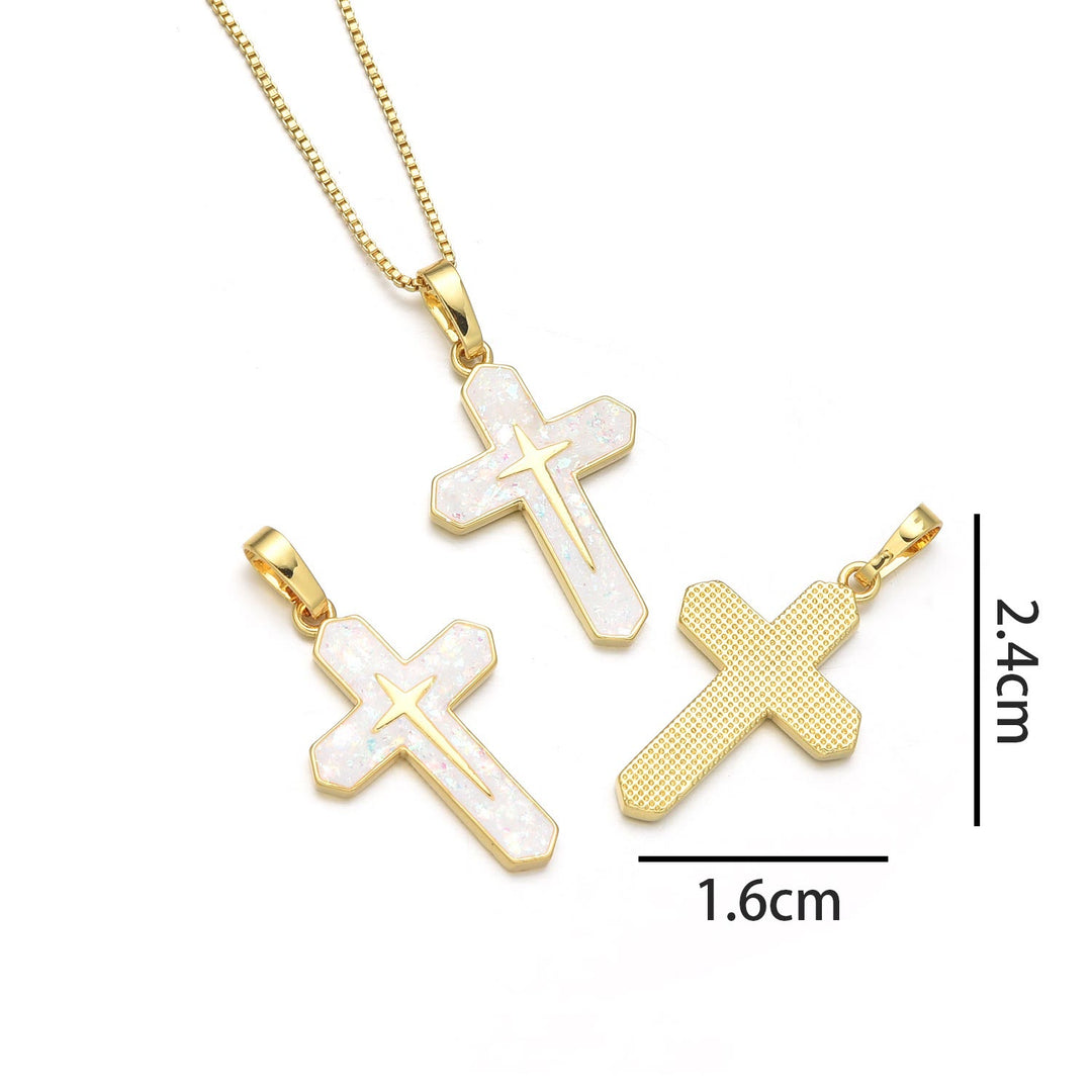 Minimalist Style Crucifixion Coppering Pendant Necklace - Multicolored powder A - image 4
