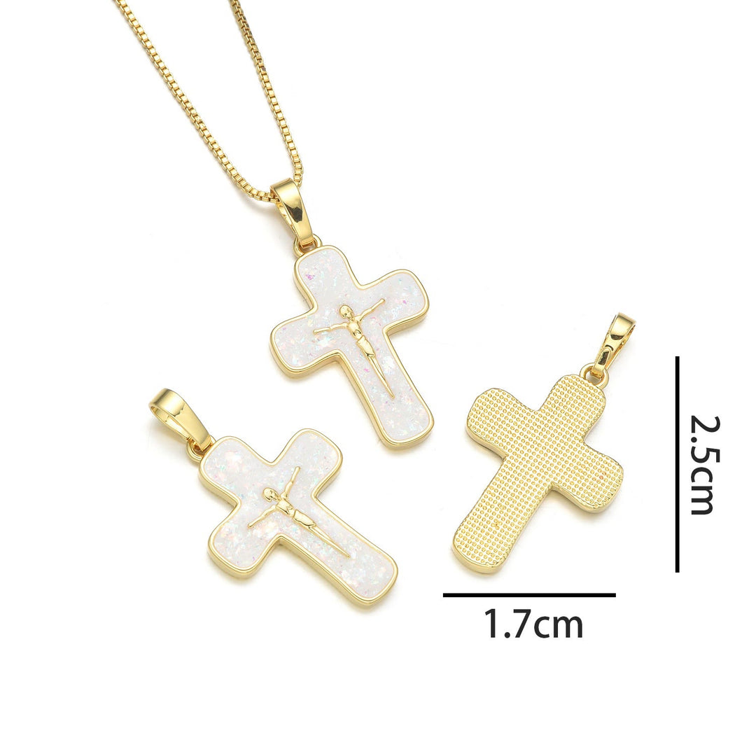 Minimalist Style Crucifixion Coppering Pendant Necklace - Multicolored powder B - image 7