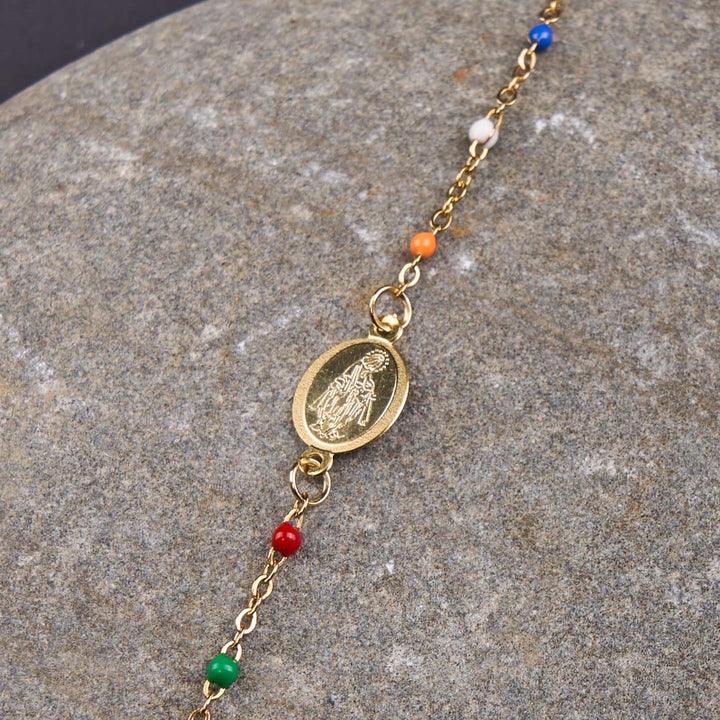 Fresh Elegant Style Colorful Clavicle Chain Necklace with Cross & 5 Medals Options - Assumption of the Virgin Mary - image 11