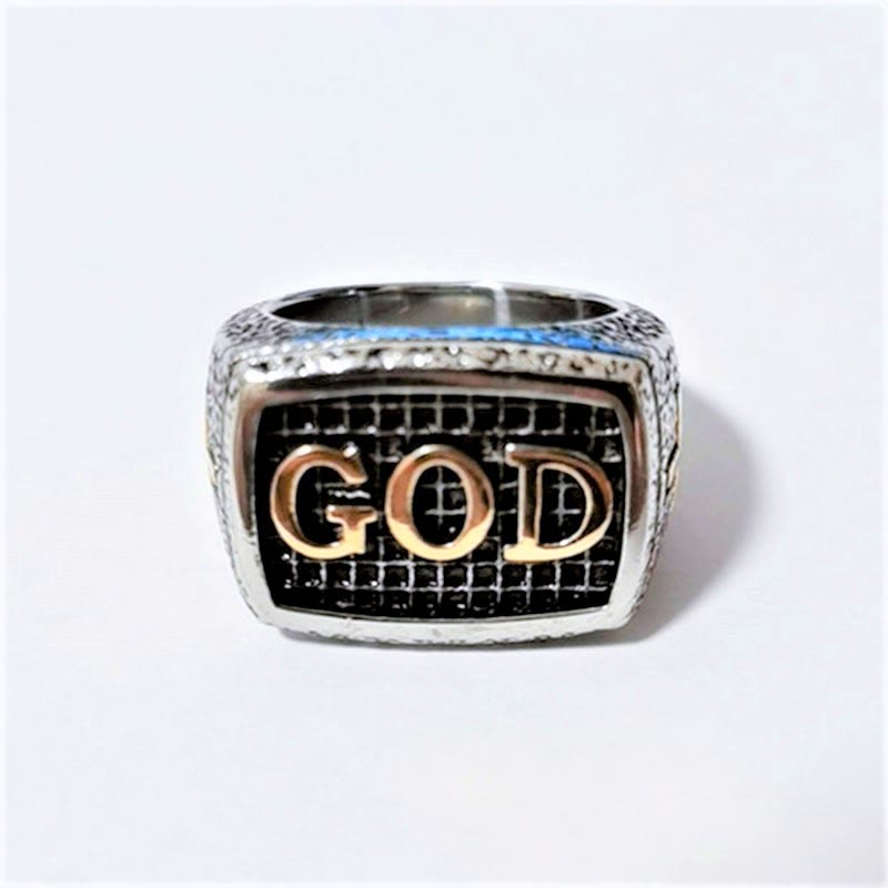 Christian Art Retro Heavy Style GOD Divine Devotion Pattern Alloy Ring(3 color) - image 5