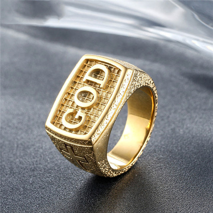 Christianartworkshop Retro Heavy Style GOD Divine Devotion Pattern Alloy Ring(3 color) - image 2