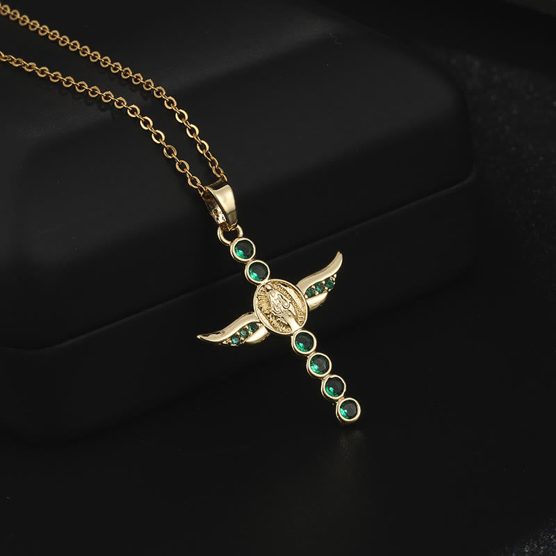 Classic Style Angel Wings Miraculous Medal Pendant Necklace - image 2