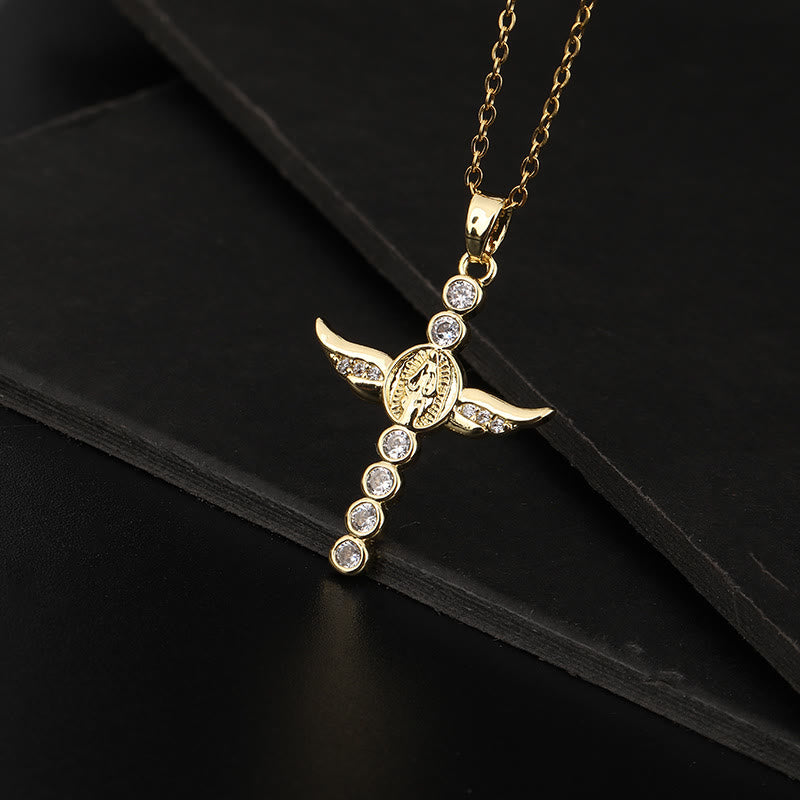 Classic Style Angel Wings Miraculous Medal Pendant Necklace - White - image 3