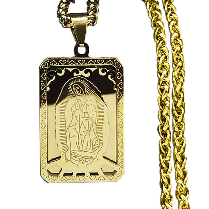 Classic Style Our Lady of Guadalupe Square Hangtag Stainless Steel Pendant Necklace - image 3