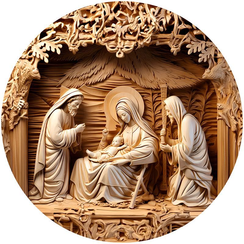 Christianartworkshop Brown Series 8 Styles Christ Nativity Festive Decor Hanging Ornaments D - Nativity Scene - image 0