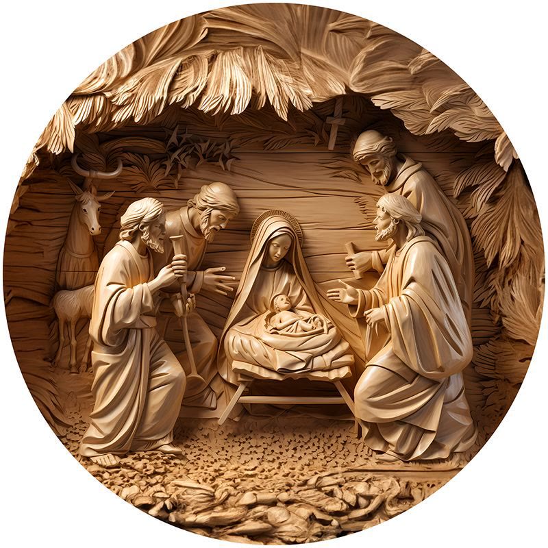 Christianartworkshop Brown Series 8 Styles Christ Nativity Festive Decor Hanging Ornaments G - Nativity Scene - image 0