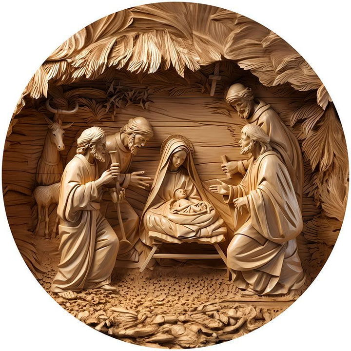 Christianartworkshop Brown Series 8 Styles Christ Nativity Festive Decor Hanging Ornaments G - Nativity Scene - image 0