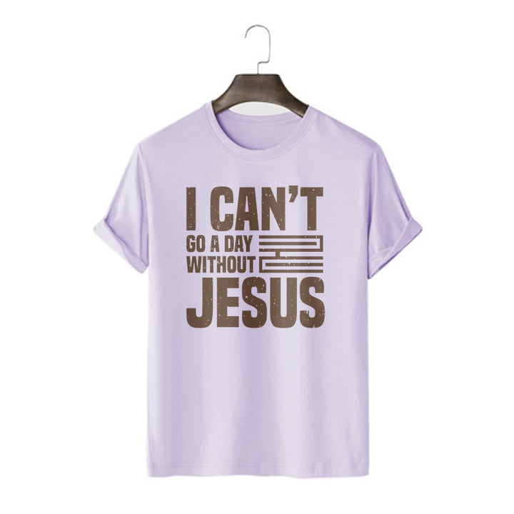 Christianartworkshop Quotation Style I Can't Go a Day Without Jesus Statement Short Sleeve T-shirt - Purple - 2XL - image 16