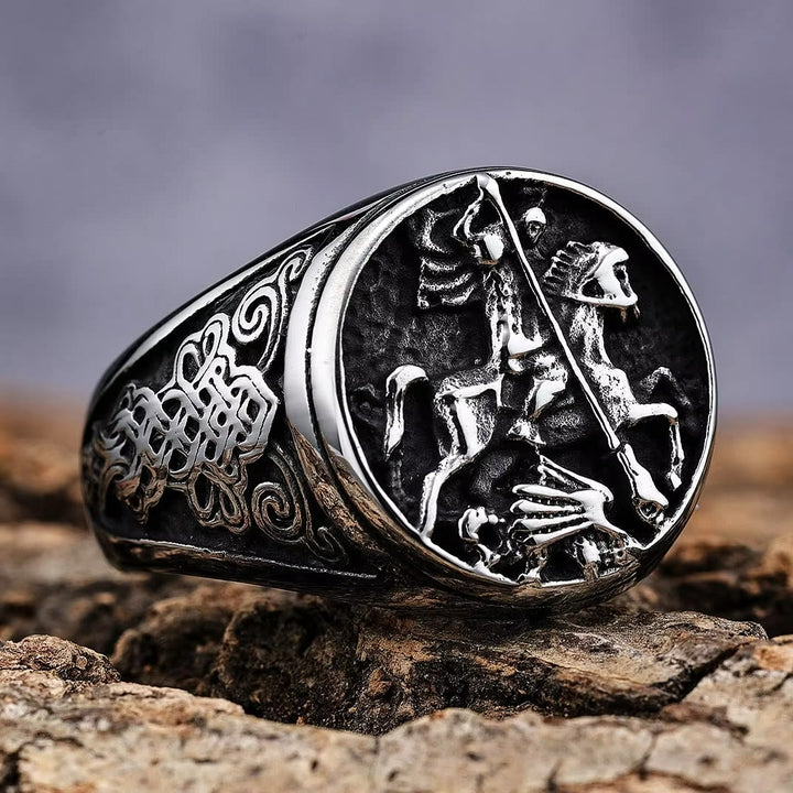 Christianartworkshop Classic Retro Style St. George Dargon Figurine Alloy Ring - UK Size Z（US 13） - image 0