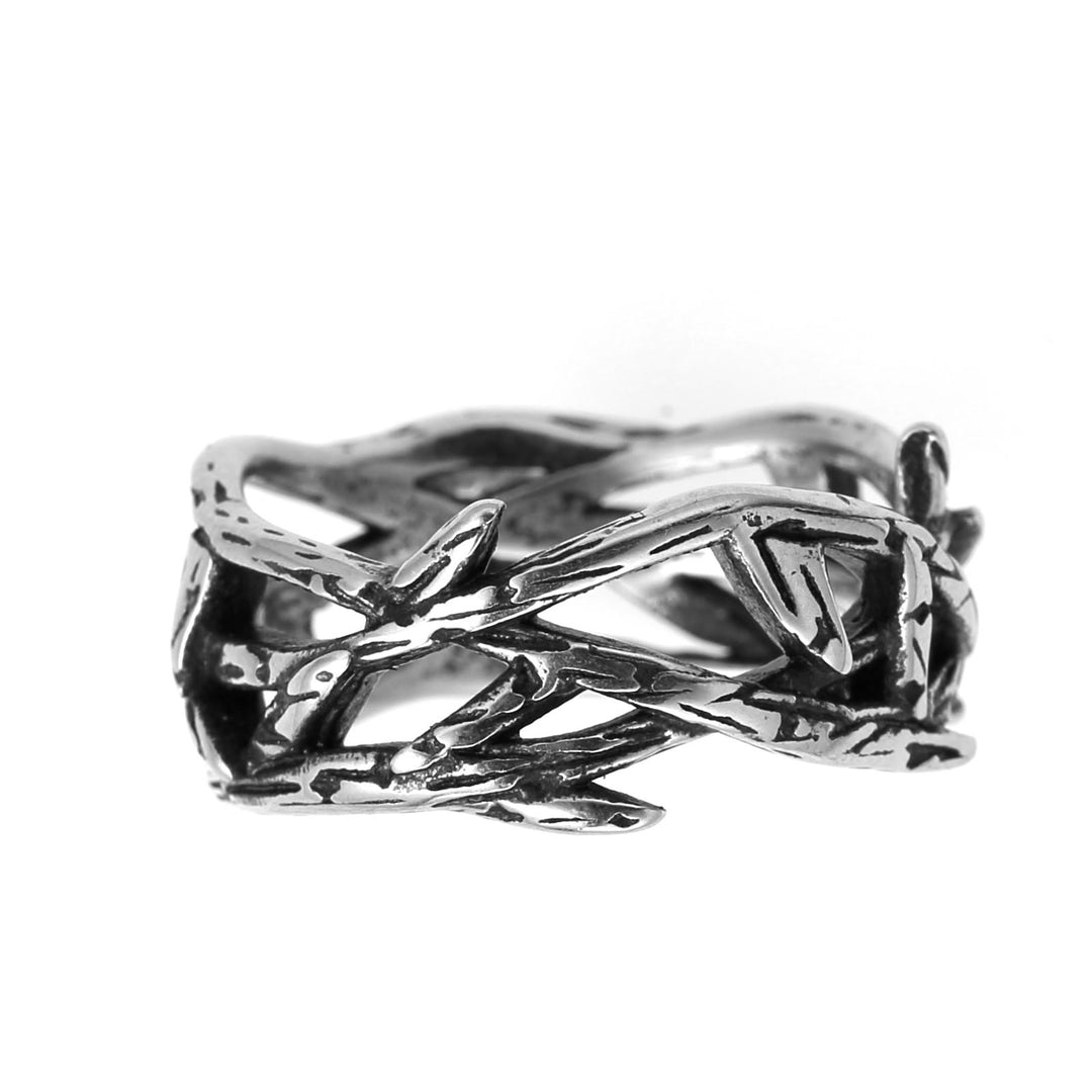 Crafted Retro Style Jesus Crown of Thorns Titanium Steel Ring