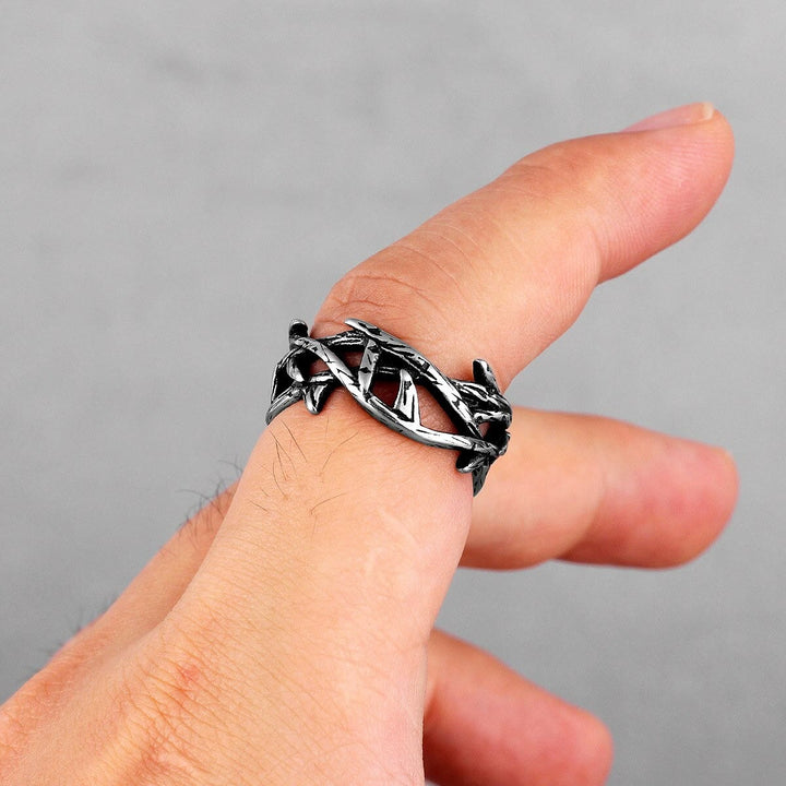 Christianartworkshop Crafted Retro Style Jesus Crown of Thorns Titanium Steel Ring - image 2