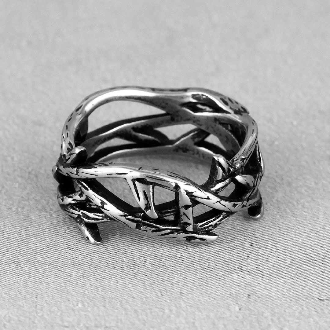 Crafted Retro Style Jesus Crown of Thorns Titanium Steel Ring