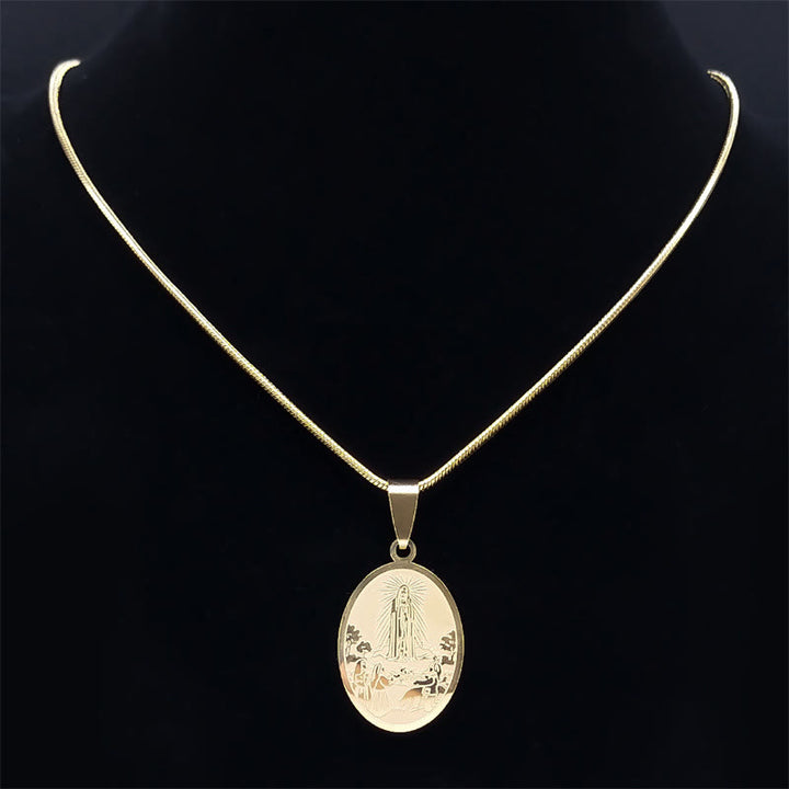 Classic Style Our Lady of Fatima Pendant Crafted Blessing Necklace - image 2