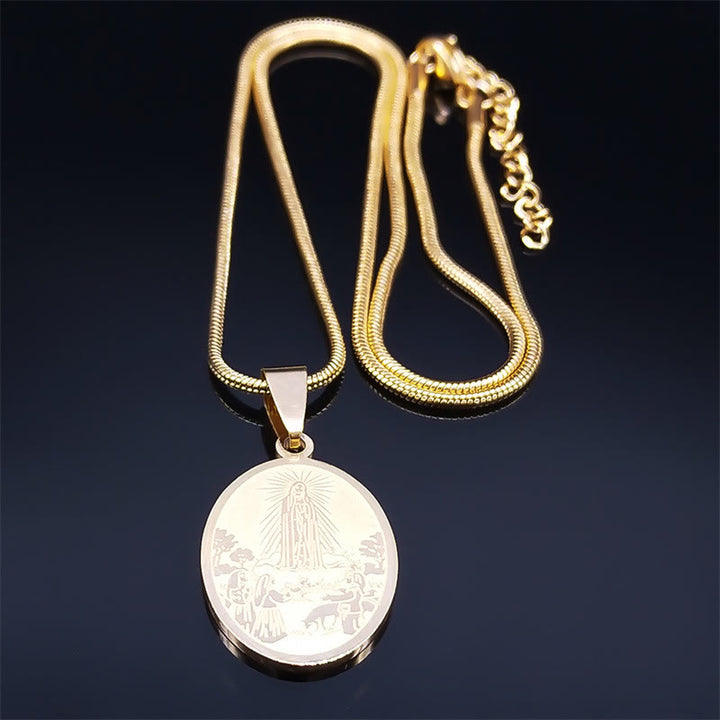 Classic Style Our Lady of Fatima Pendant Crafted Blessing Necklace - image 3
