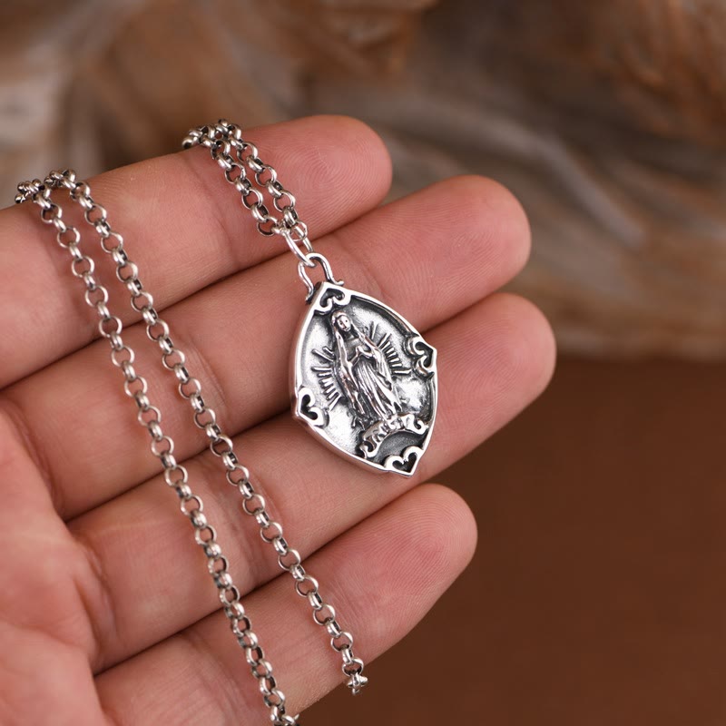 Christianartworkshop Retro Style Crafted Our Lady of Guadalupe Sterling Silver Pendant Necklace - image 6