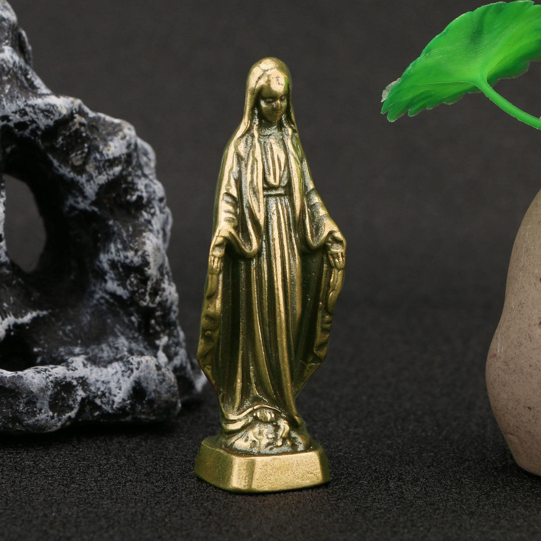 Christianartworkshop Retro Style Brass Stereoscopic Bronze Our Lady of Grace Desktop Decorations Ornament - Our Lady - image 0