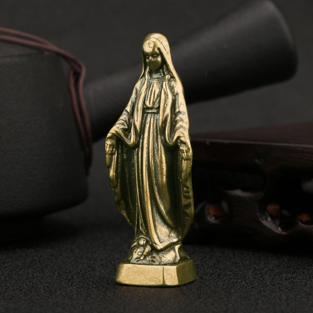 Christianartworkshop Retro Style Brass Stereoscopic Bronze Our Lady of Grace Desktop Decorations Ornament - image 1