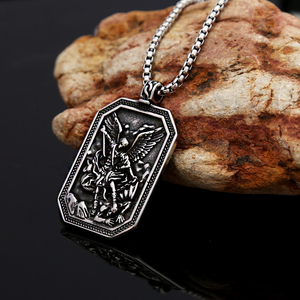 Christianartworkshop Classic Style St. Michael the Archangel Protection Stainless Steel Pendant Necklace - image 4
