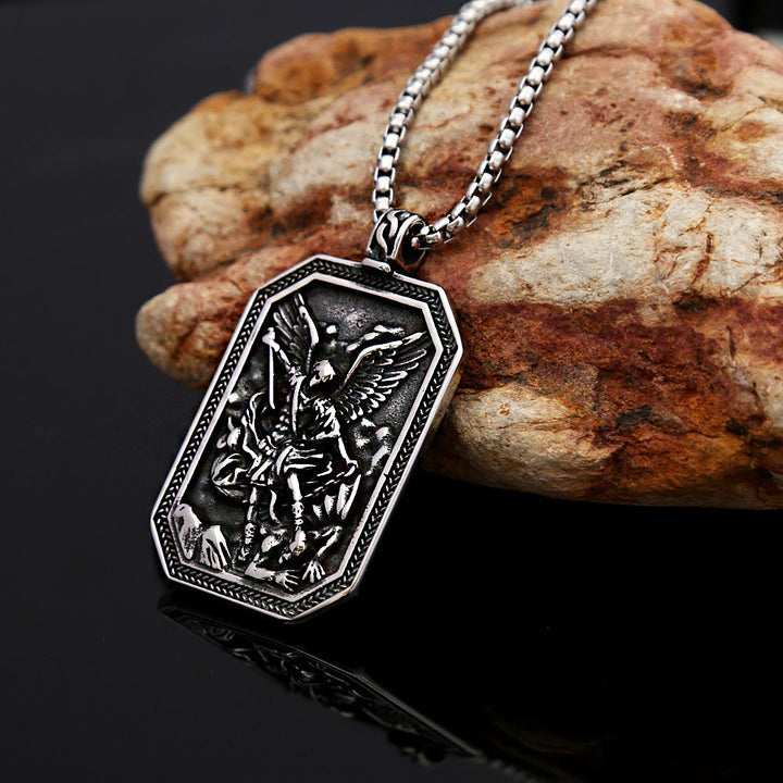 Christianartworkshop Classic Style St. Michael the Archangel Protection Stainless Steel Pendant Necklace - image 4