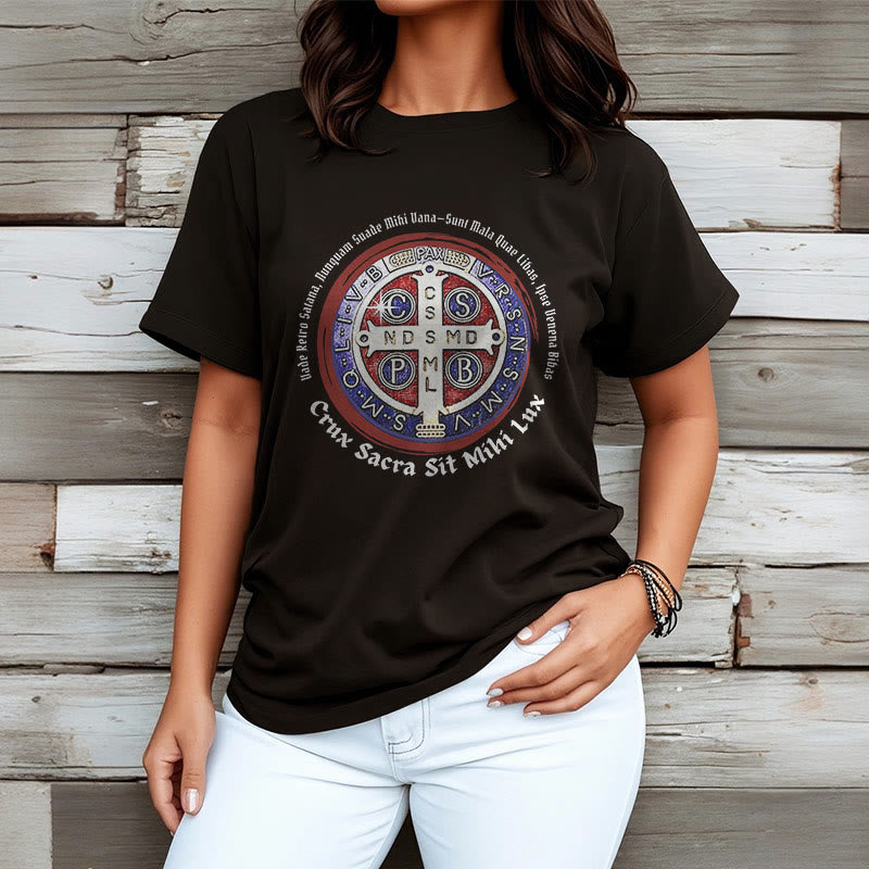 Christianartworkshop Classic Style Saint Benedict Medal Short Sleeve T-shirt - image 2