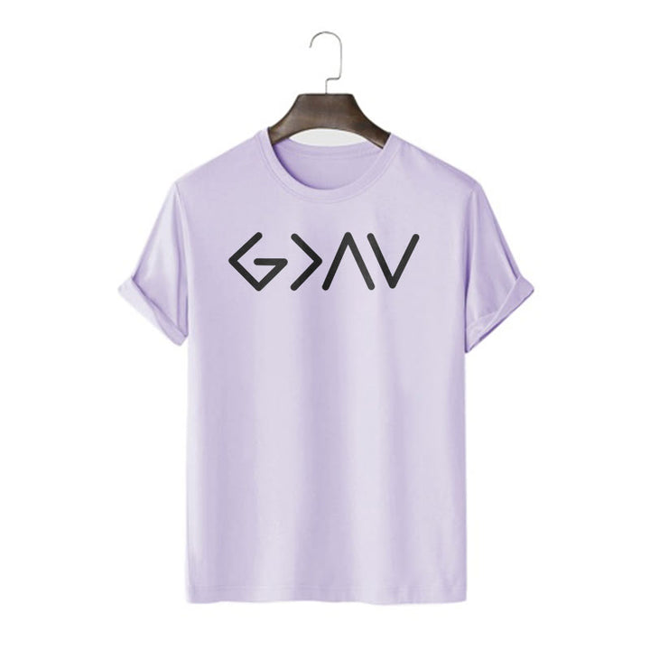 Christianartworkshop Minimalist Style Faith-Inspired God Is Greater Short Sleeve T-shirt - Purple - 2XL - image 15