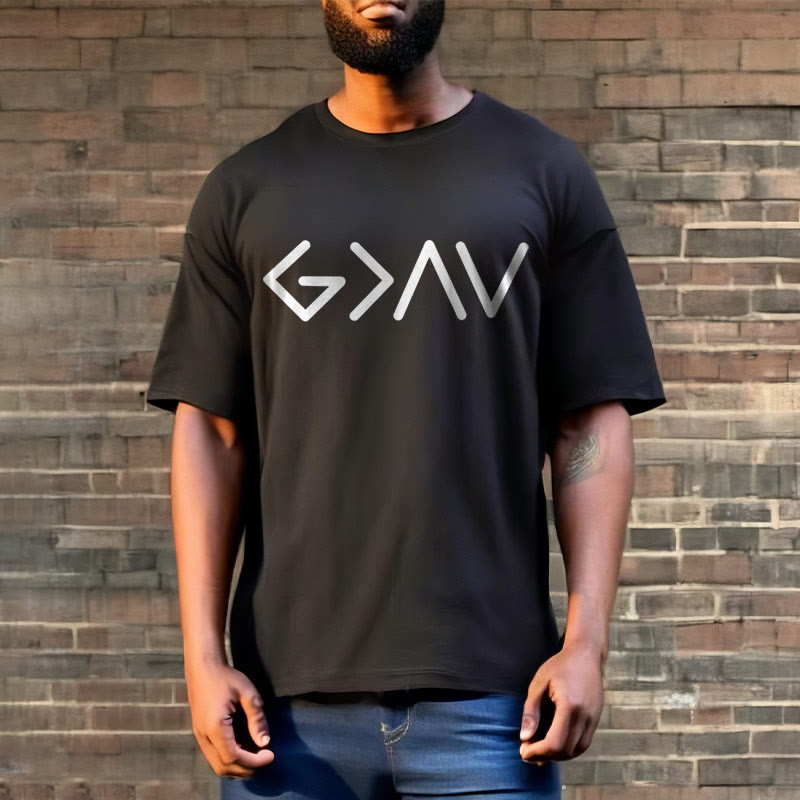 Christianartworkshop Minimalist Style Faith-Inspired God Is Greater Short Sleeve T-shirt - image 3