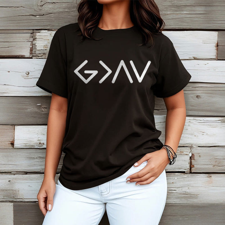 Christianartworkshop Minimalist Style Faith-Inspired God Is Greater Short Sleeve T-shirt - image 1