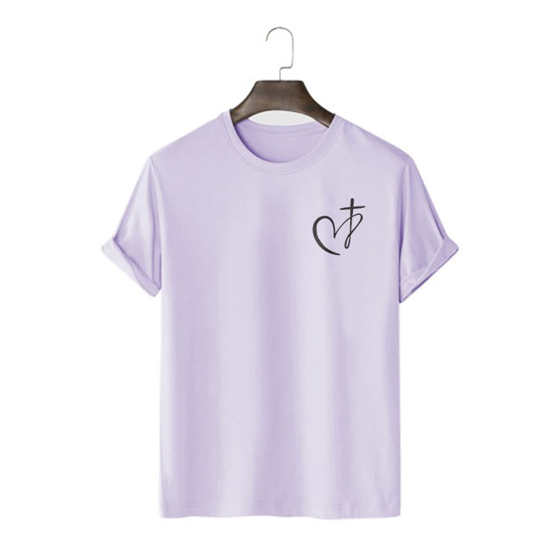 Christianartworkshop Minimalist Style Blessed Heart And Cross Short Sleeve T-shirt - Purple - 2XL - image 13