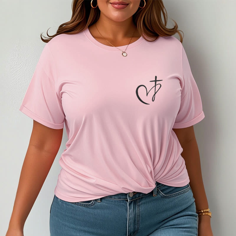 Christianartworkshop Minimalist Style Blessed Heart And Cross Short Sleeve T-shirt - image 12