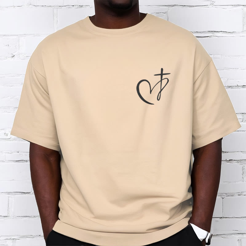 Christianartworkshop Minimalist Style Blessed Heart And Cross Short Sleeve T-shirt - image 5
