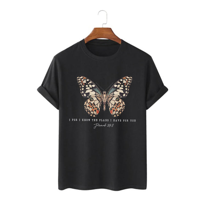 Christianartworkshop Modern Style Quote Butterfly Jeremiah 29:11 Short Sleeve T-shirt - Black - 2XL - image 0