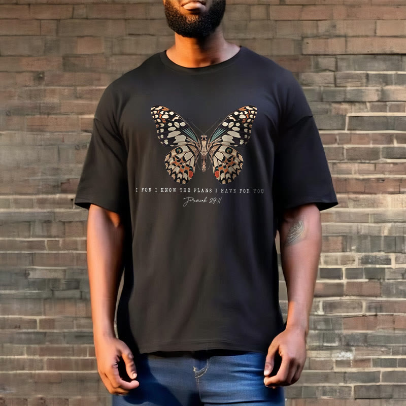 Christianartworkshop Modern Style Quote Butterfly Jeremiah 29:11 Short Sleeve T-shirt - image 1