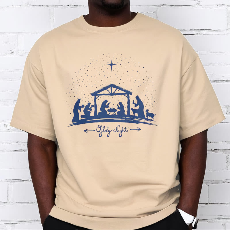 Christianartworkshop Modern Style Nativity Scene Holy Night Silhouett Short Sleeve T-shirt - image 7