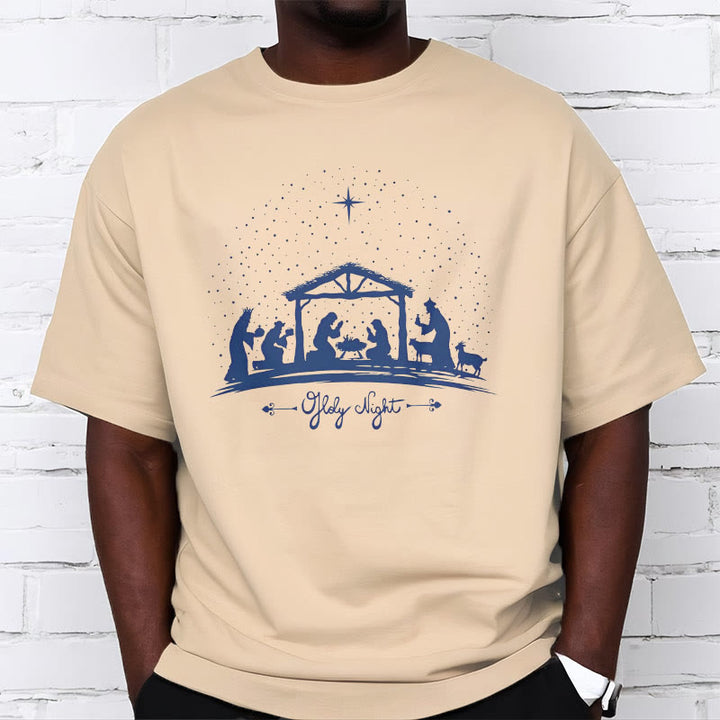 Christianartworkshop Modern Style Nativity Scene Holy Night Silhouett Short Sleeve T-shirt - image 7