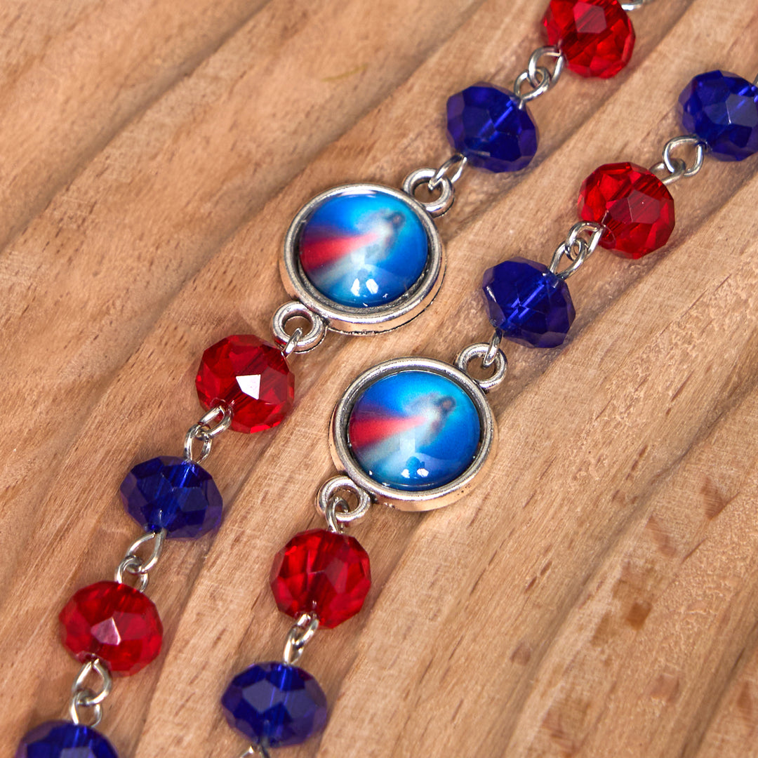 Sacred Heart of Jesus & Crucifix of 6*8 mm Polyhedron Multicolor Crystal Alloy Chain Rosary