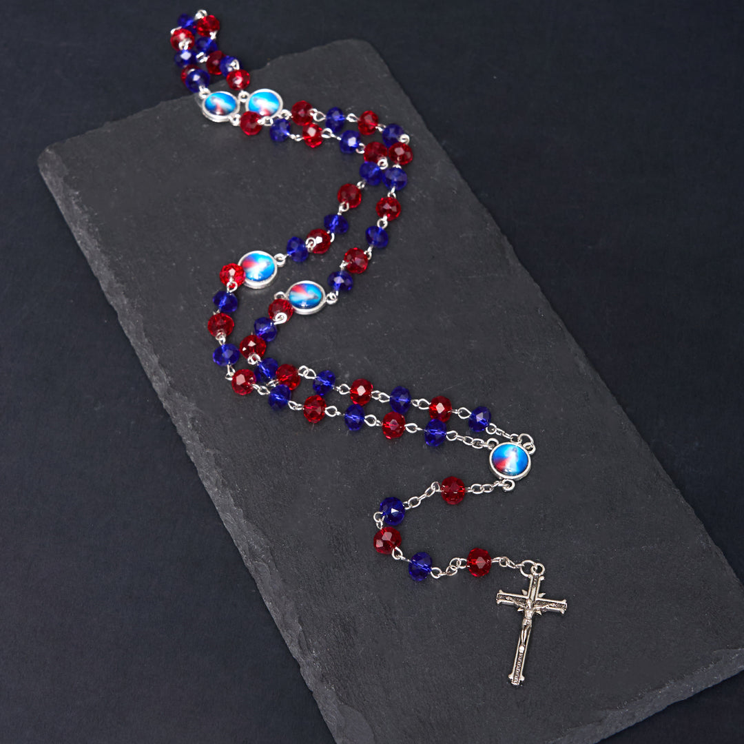 Sacred Heart of Jesus & Crucifix of 6*8 mm Polyhedron Multicolor Crystal Alloy Chain Rosary