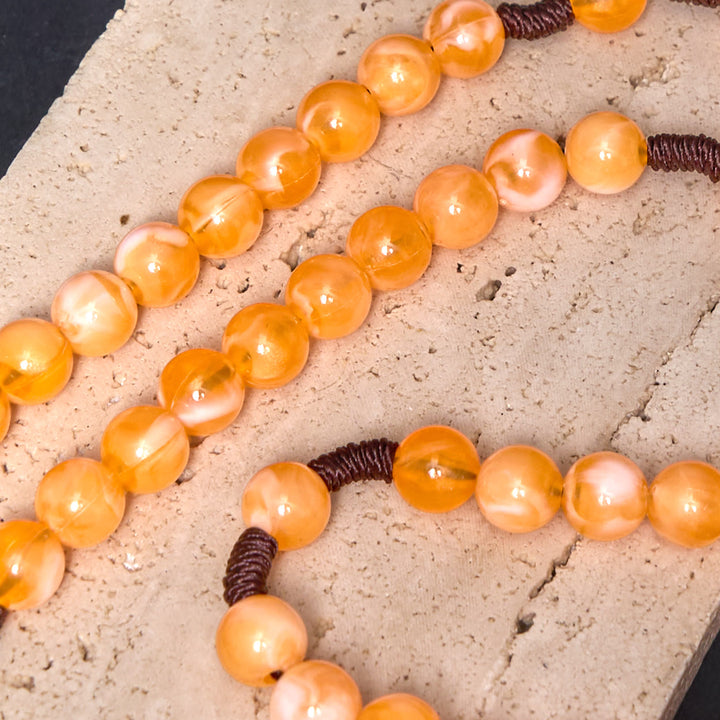 Our Lady of Guadalupe & Crucifix of 10 mm Round Orange Acrylic Nylon Cord Rosary - image 4