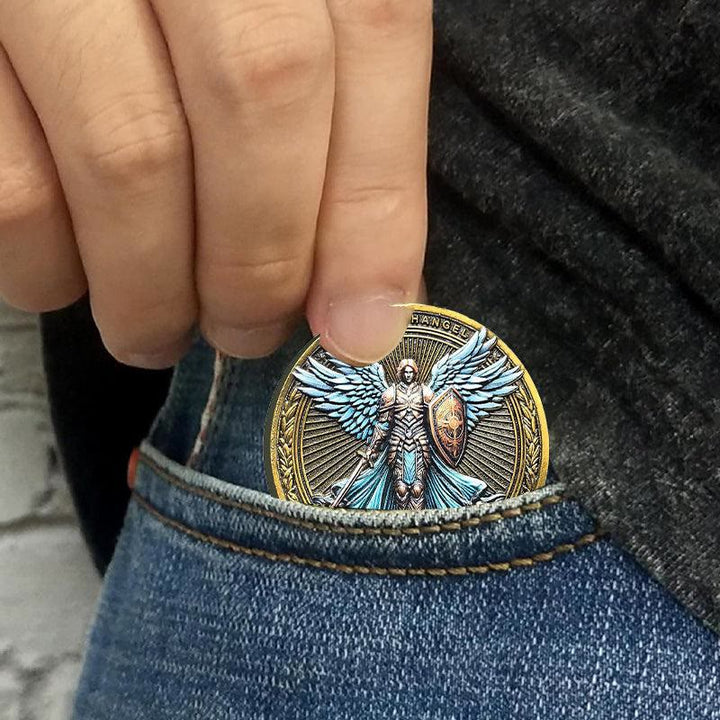 Christianartworkshop Classic Style the Archangel Michael Watch Over Us Protection Strengthen Connection Coin - image 2