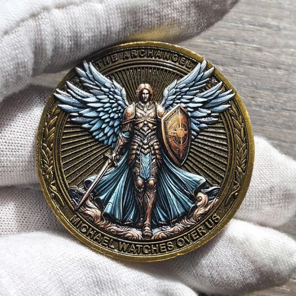 Christianartworkshop Classic Style the Archangel Michael Watch Over Us Protection Strengthen Connection Coin - image 3
