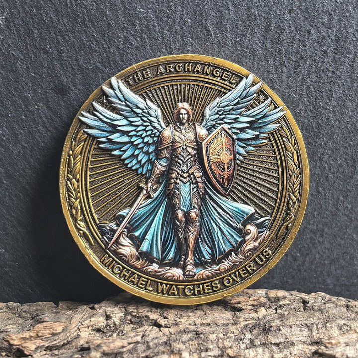 FREE Shipping: Classic Style the Archangel Michael Watch Over Us Protection Strengthen Connection Coin