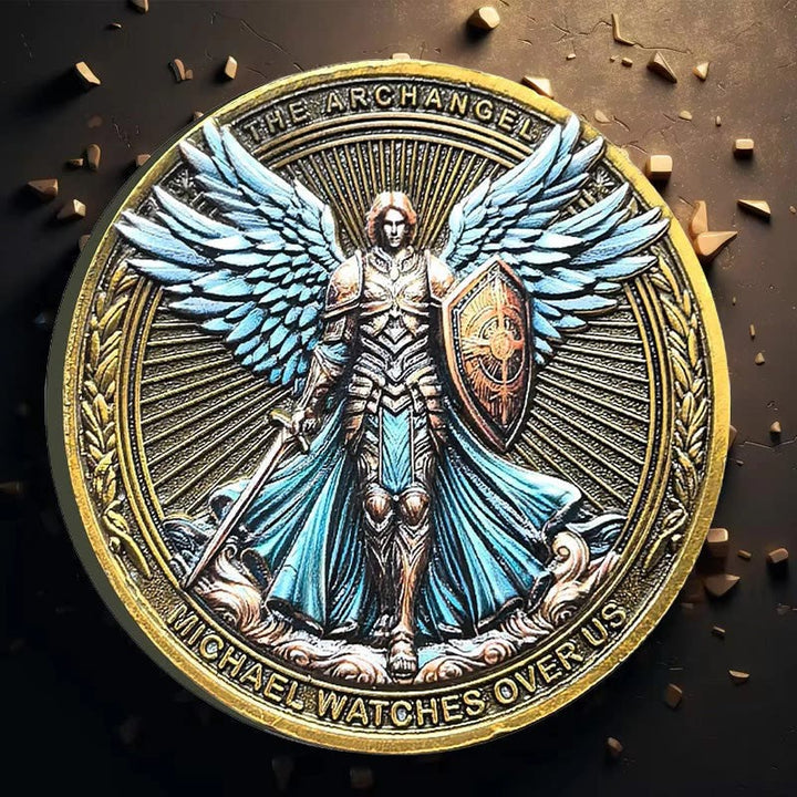 FREE Shipping: Classic Style the Archangel Michael Watch Over Us Protection Strengthen Connection Coin