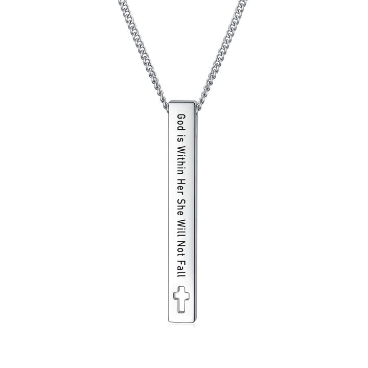 Minimalist Design Style Bible Verse Strength Faith Inspiration Pendant Necklace (8 Verses) - God is Within Her She Will Not Fall - image 8