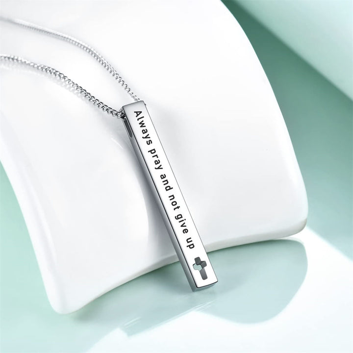 Minimalist Design Style Bible Verse Strength Faith Inspiration Pendant Necklace (8 Verses) - Always pray and not give up - image 0