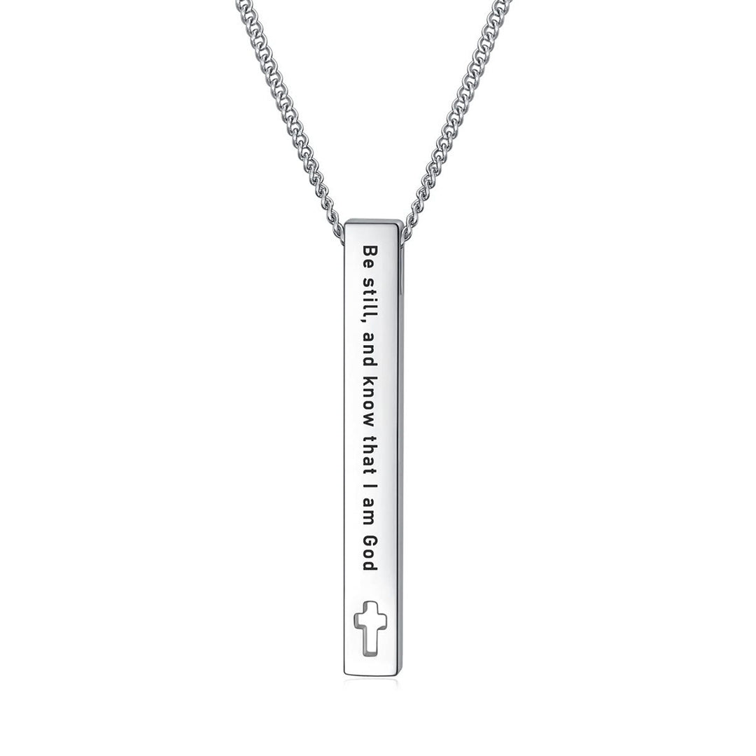 Minimalist Design Style Bible Verse Strength Faith Inspiration Pendant Necklace (8 Verses) - Be still and know that I am God - image 6