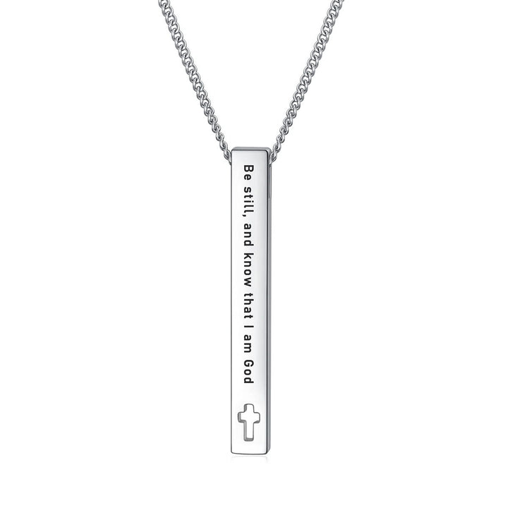 Minimalist Design Style Bible Verse Strength Faith Inspiration Pendant Necklace (8 Verses) - Be still and know that I am God - image 6