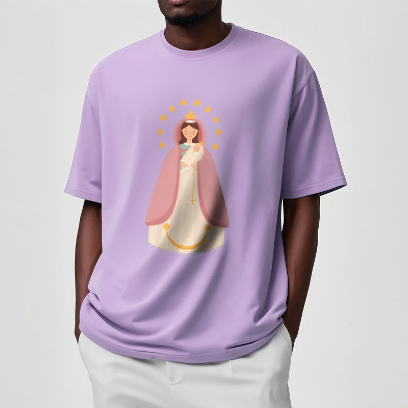 Christianartworkshop Minimalist Style Divine Virgin Mary and Child Short Sleeve T-shirt - image 16