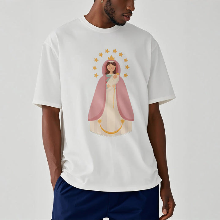 Christianartworkshop Minimalist Style Divine Virgin Mary and Child Short Sleeve T-shirt - image 7